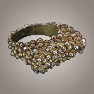 heavy 925 biomorphic brutalist sterling silver gold-wash ring - size 7.5